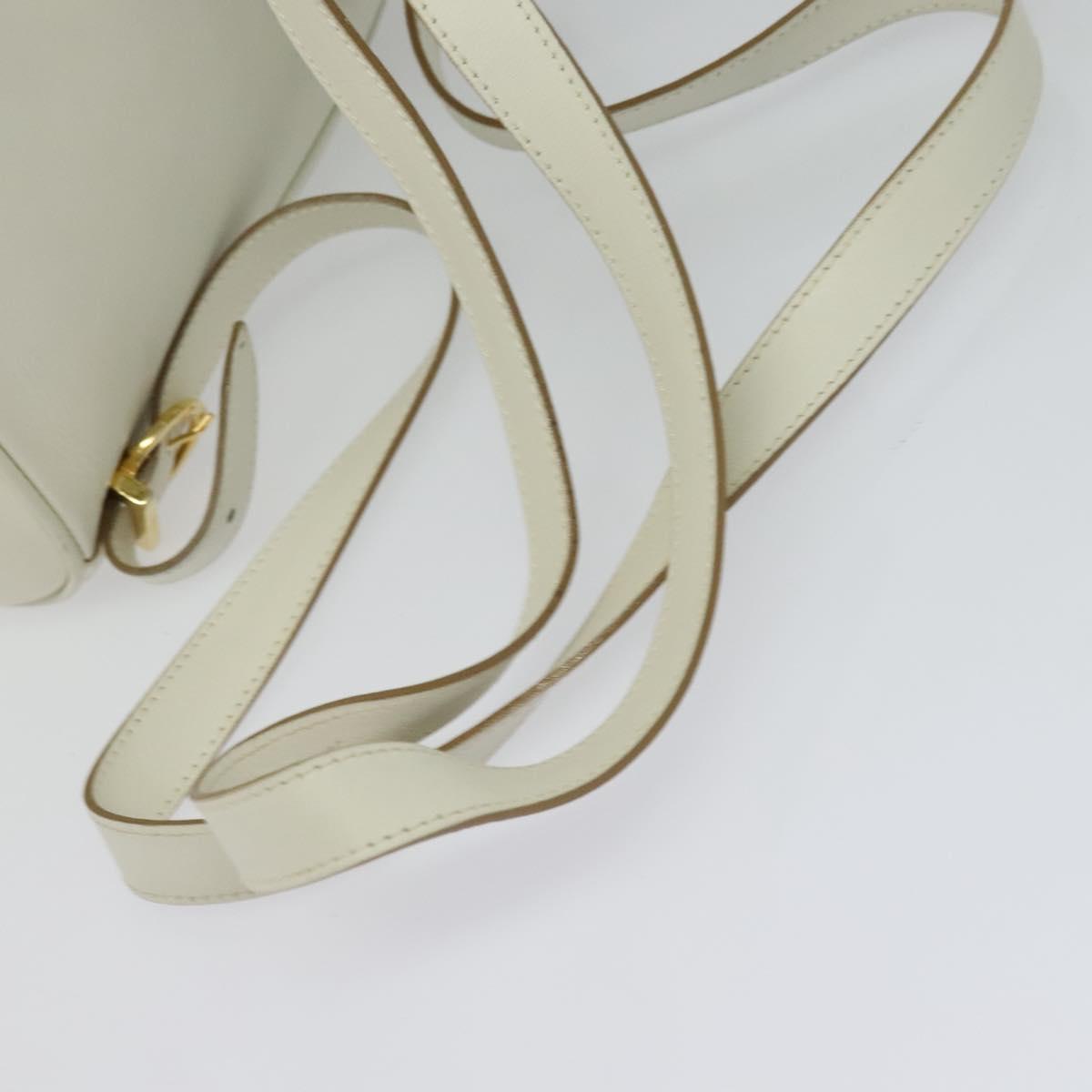 Salvatore Ferragamo Gancini Backpack Leather White Gold Auth KD549