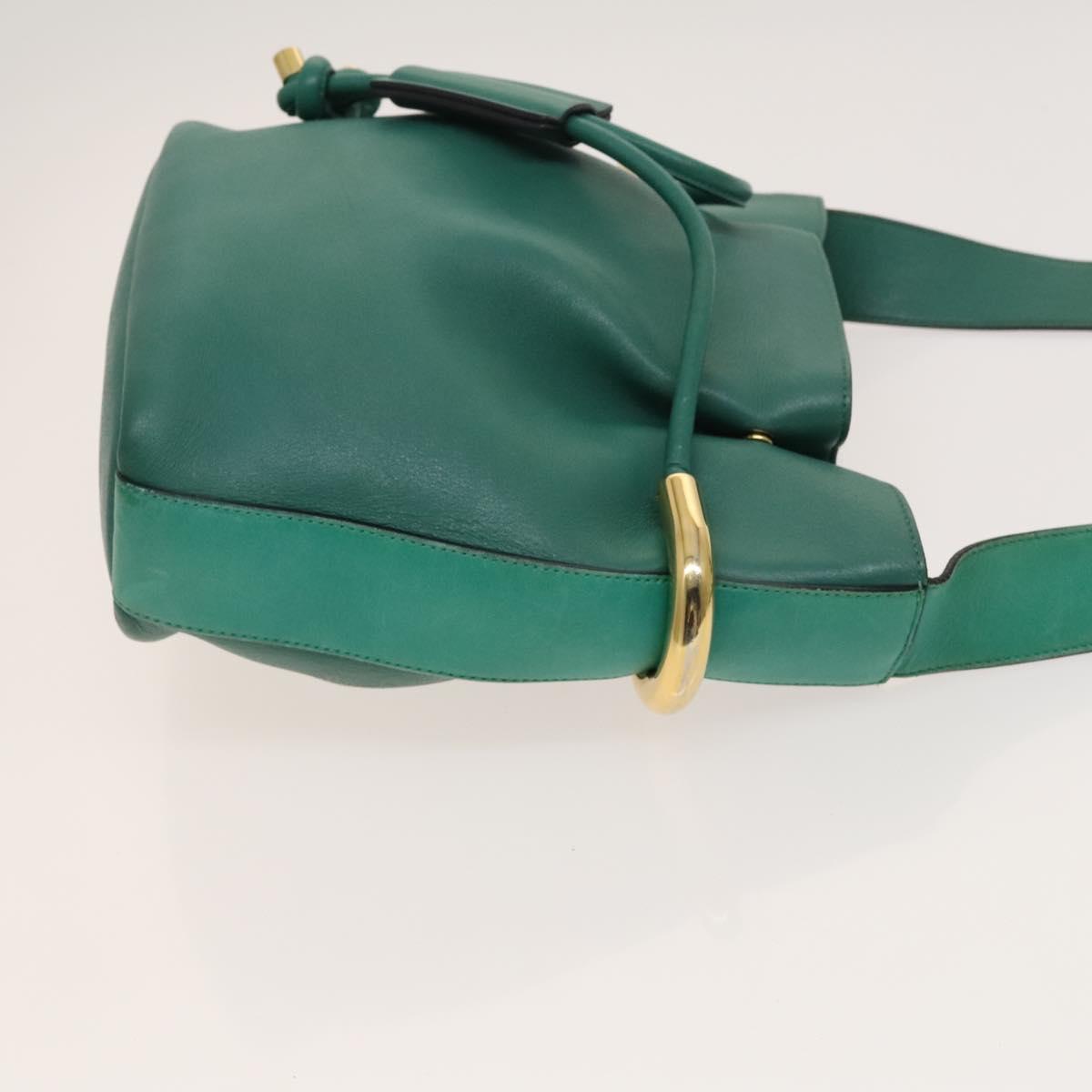 Chloe Emma Shoulder Bag Leather Green Gold Auth KD559