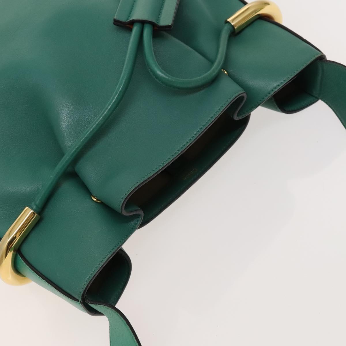Chloe Emma Shoulder Bag Leather Green Gold Auth KD559