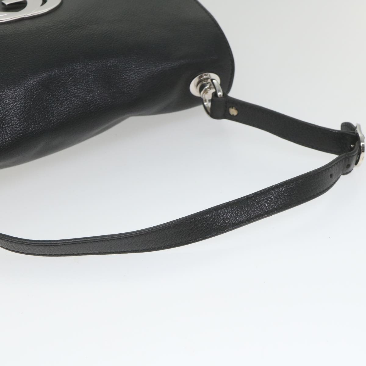 GUCCI Interlocking Shoulder Bag Leather Black 115746 Auth ki3687