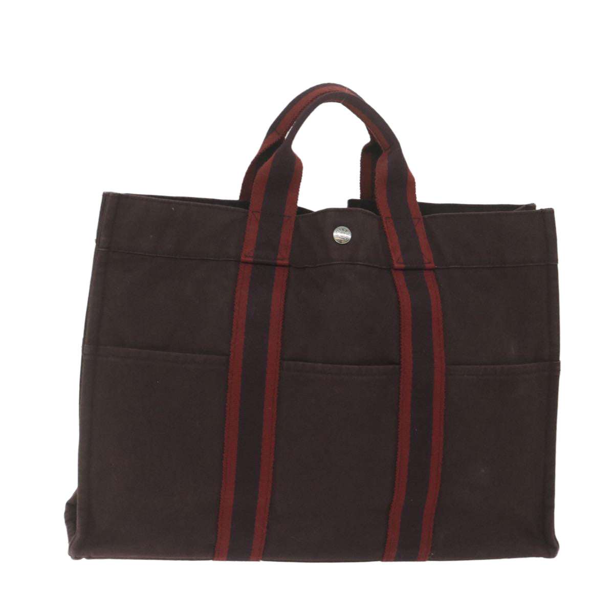 HERMES Fourre Tout MM Tote Bag Canvas Brown Auth ki3946