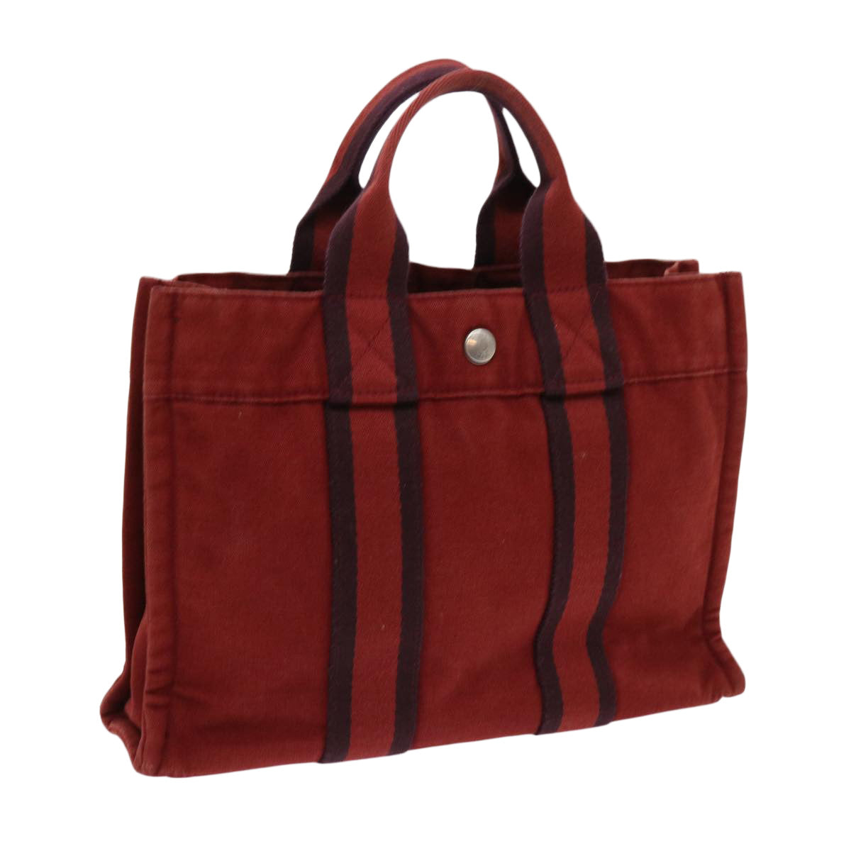 HERMES Fourre Tout PM Hand Bag Canvas Red Auth ki4023