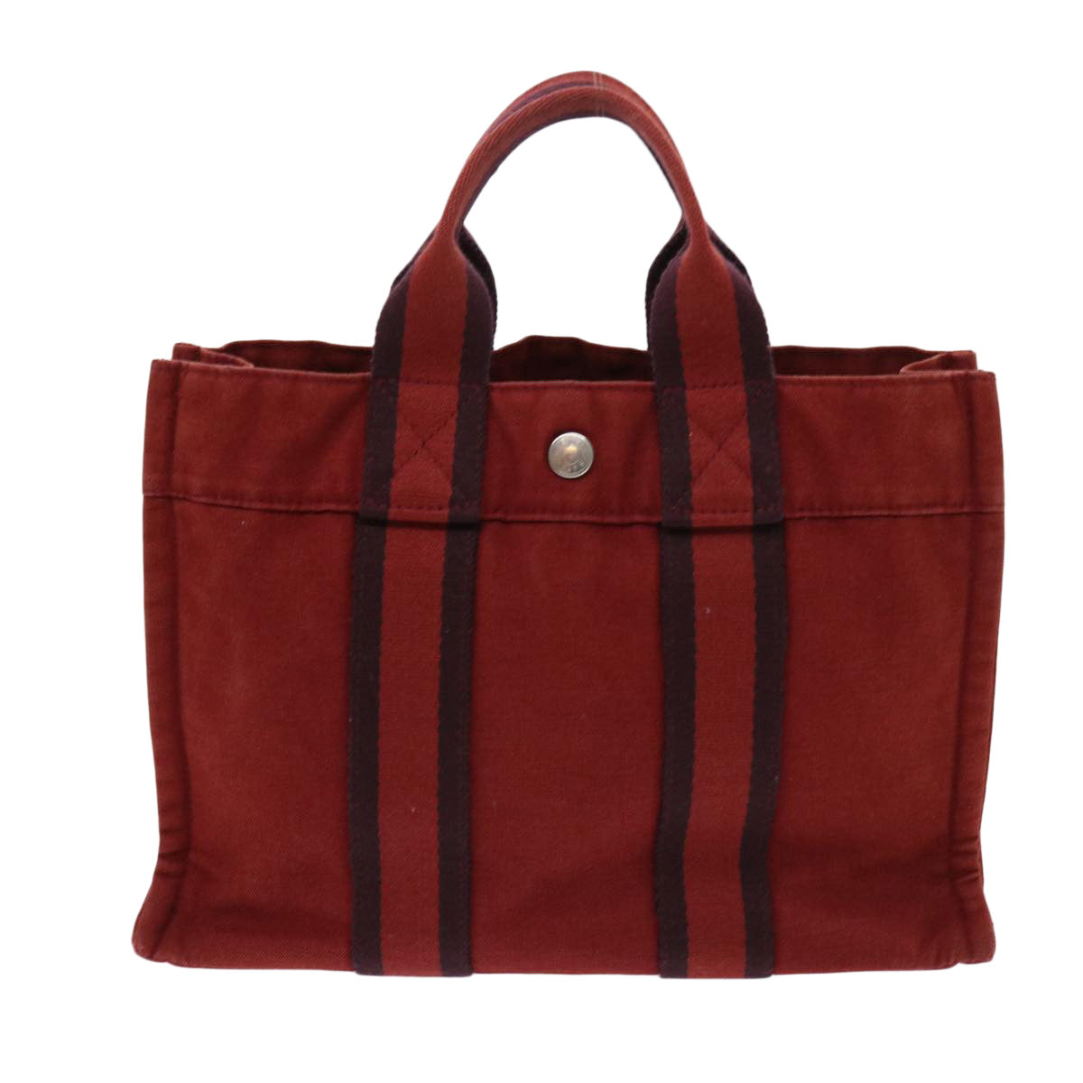 HERMES Fourre Tout PM Hand Bag Canvas Red Auth ki4023