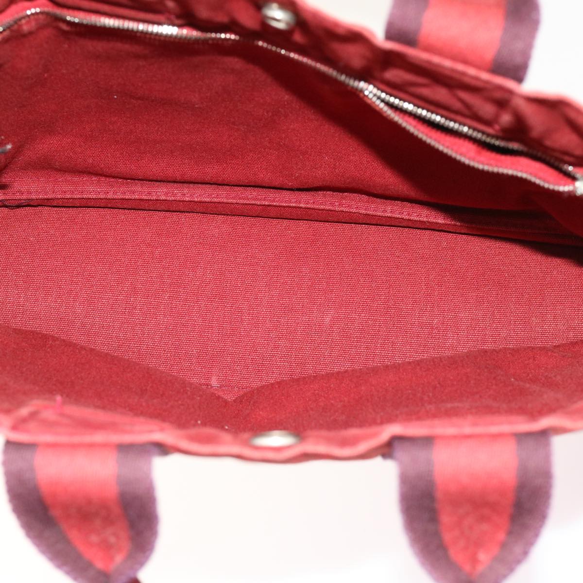 HERMES Fourre Tout PM Hand Bag Canvas Red Auth ki4023