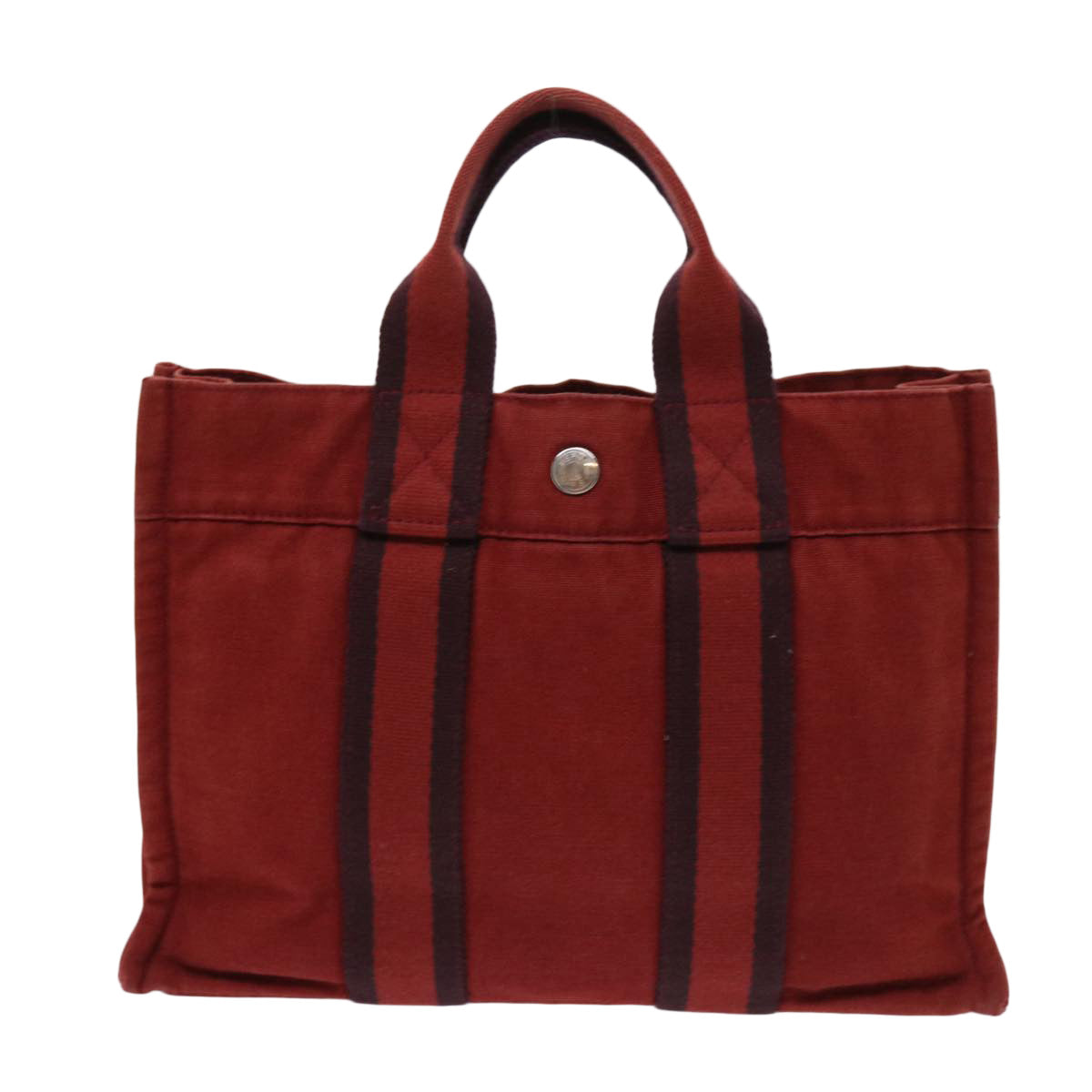 HERMES Fourre Tout PM Hand Bag Canvas Red Auth ki4023