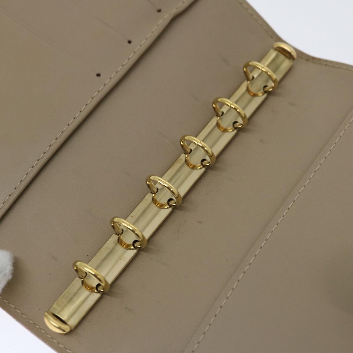 LOUIS VUITTON Vernis Agenda PM Day Planner Cover Beige R21001 LV Auth ki4113