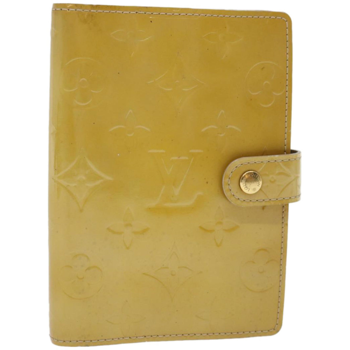 LOUIS VUITTON Vernis Agenda PM Day Planner Cover Beige R21001 LV Auth ki4113