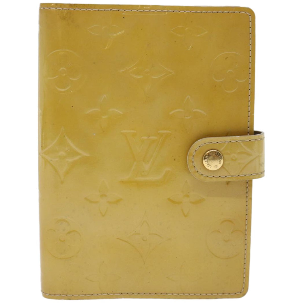 LOUIS VUITTON Vernis Agenda PM Day Planner Cover Beige R21001 LV Auth ki4113
