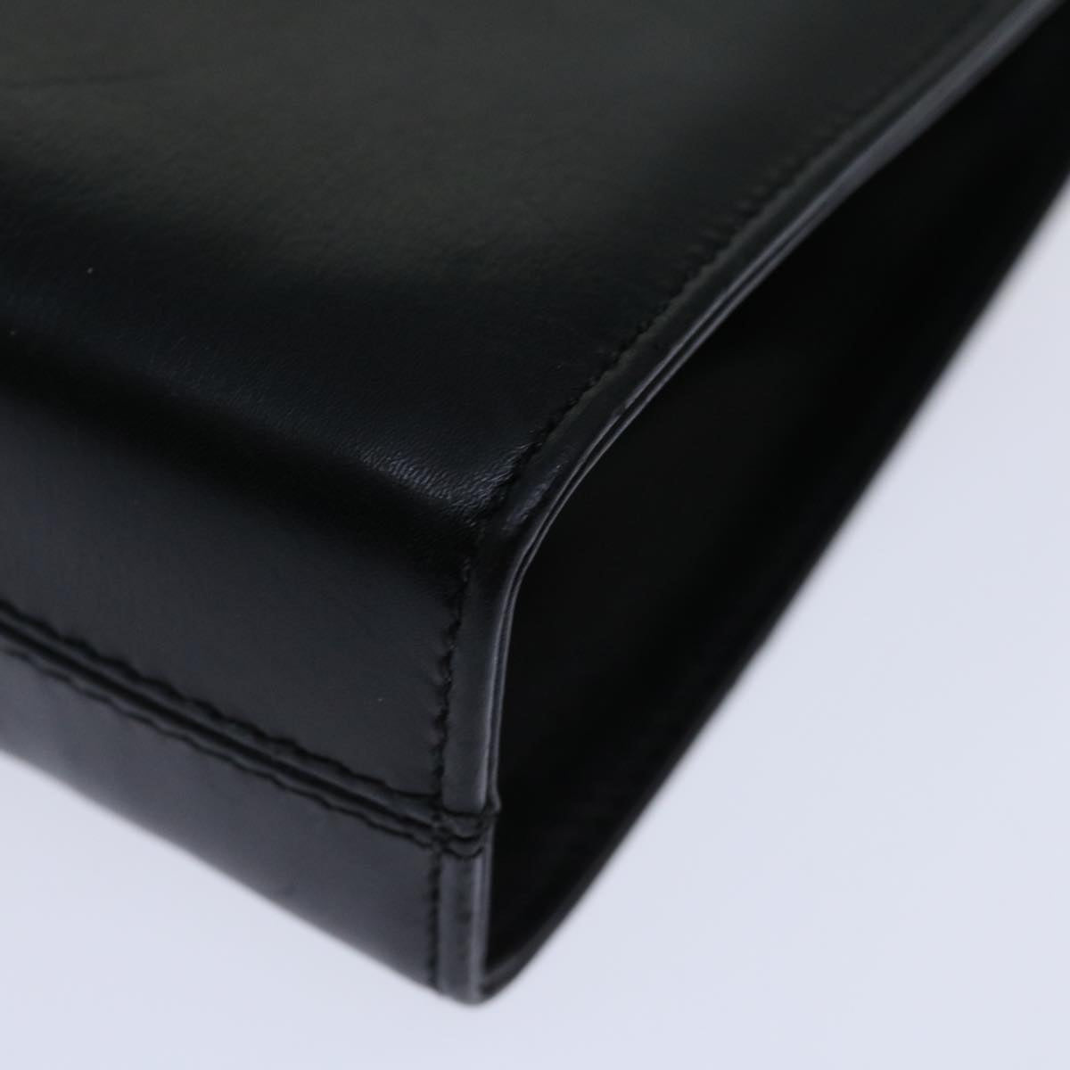 Salvatore Ferragamo Gancini Chain Shoulder Bag Leather Black Auth ki4289