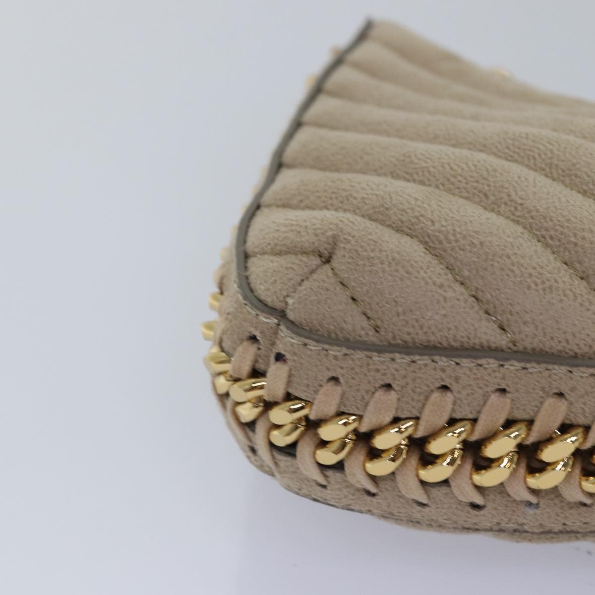 Stella MacCartney Chain Shoulder Bag Suede Beige Auth ki4488