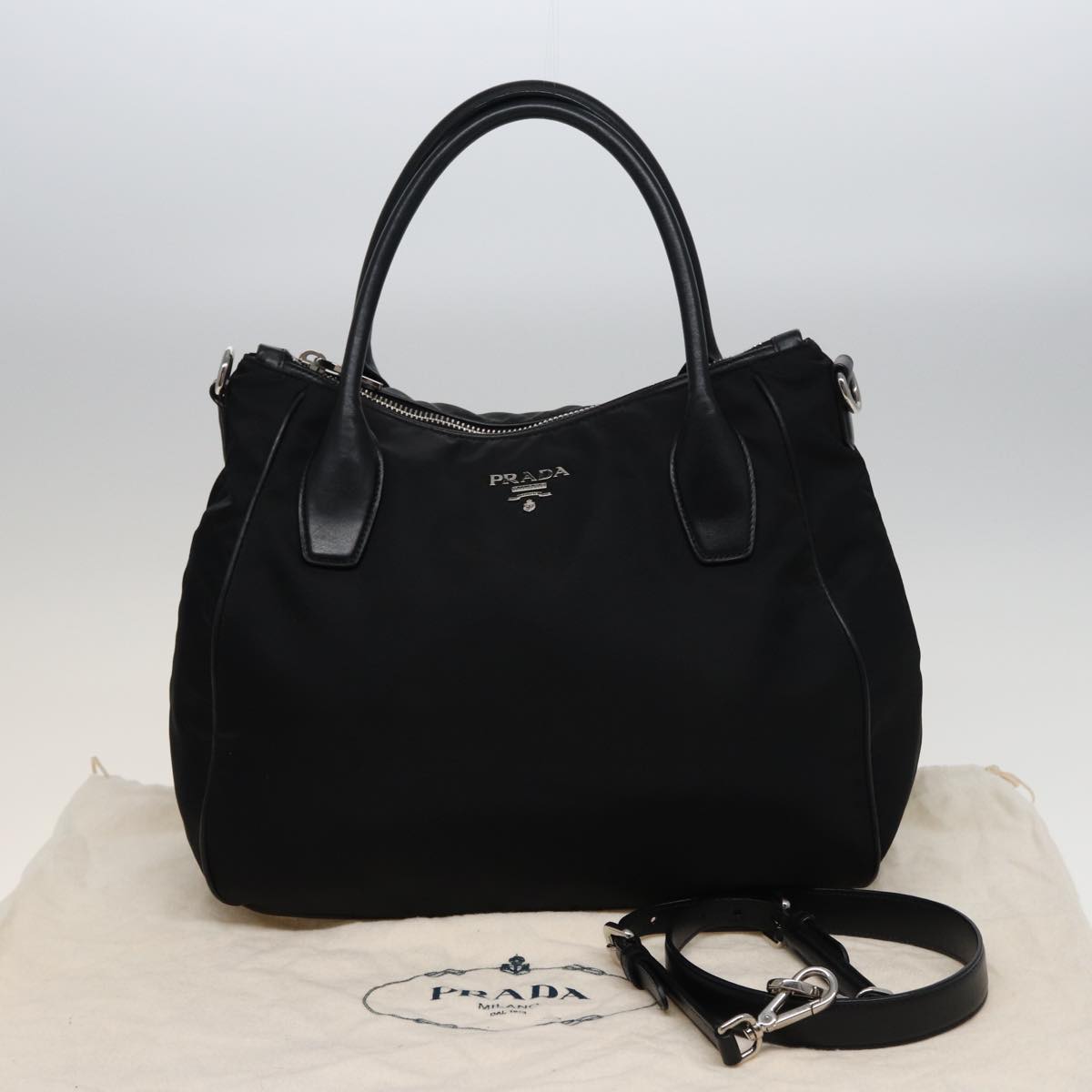 PRADA Shoulder Bag Nylon 2way Black Auth ki4556