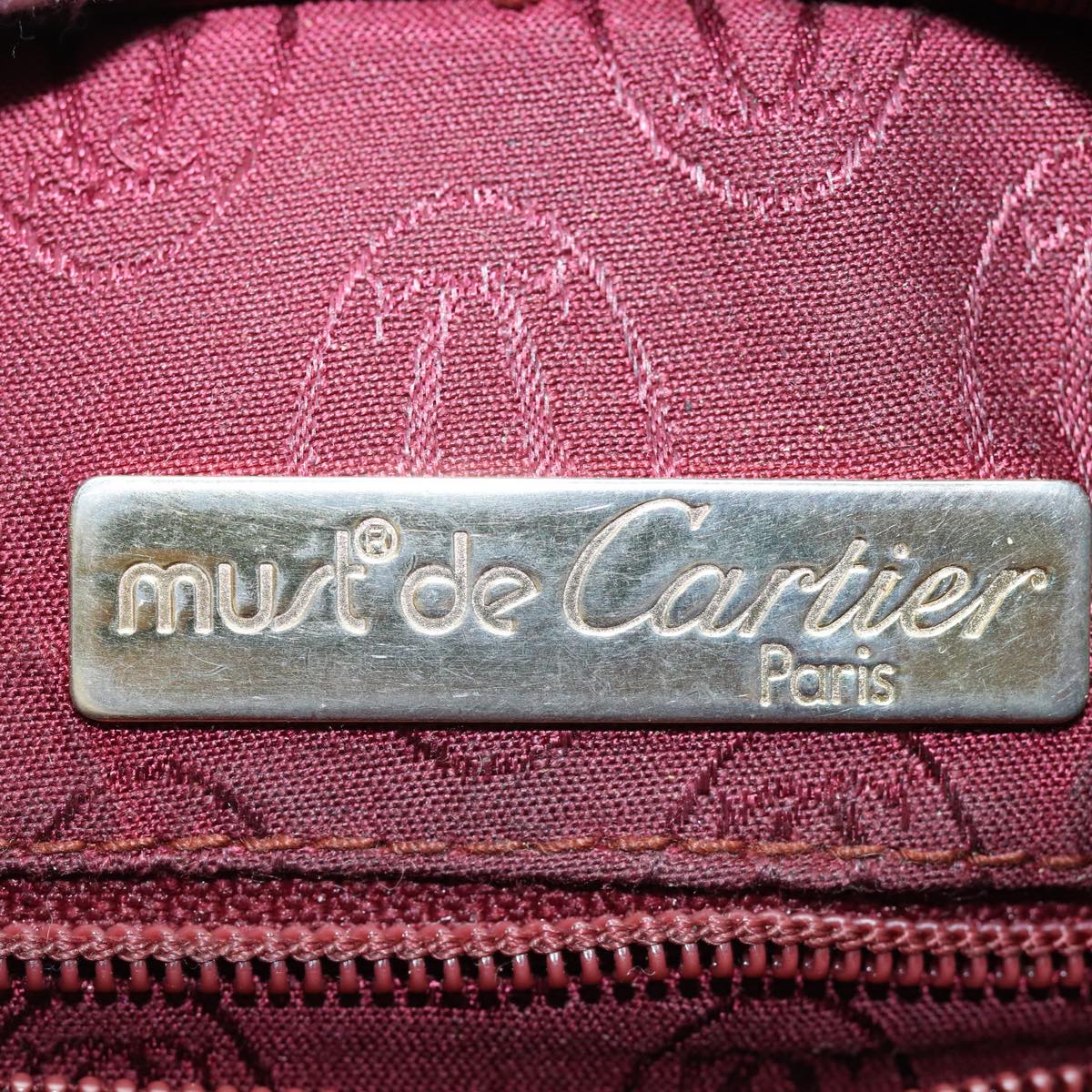 CARTIER Must Line Shoulder Bag Leather Bordeaux Auth ki4680