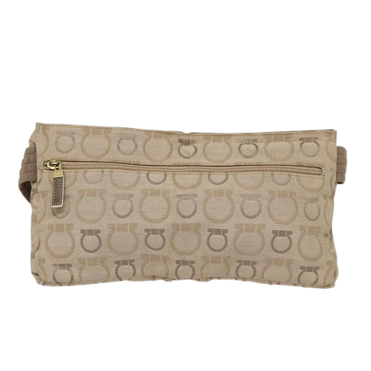 Salvatore Ferragamo Waist bag Canvas Beige Gold Auth ki4753