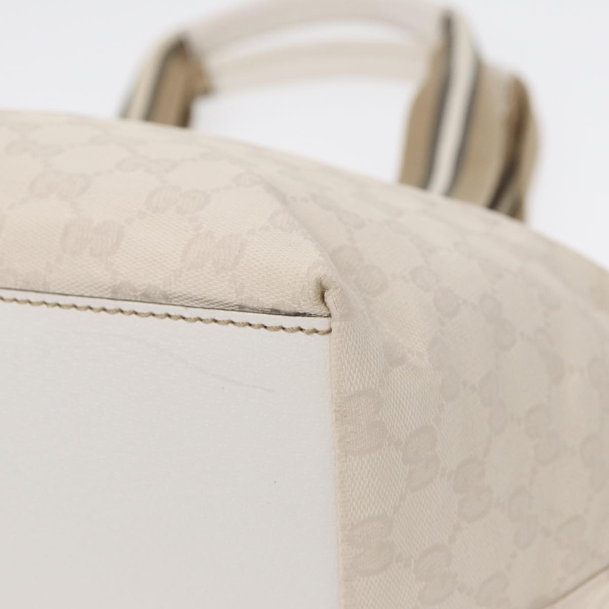 GUCCI GG Supreme Tote Bag White Beige gold 131230 Auth ki4782