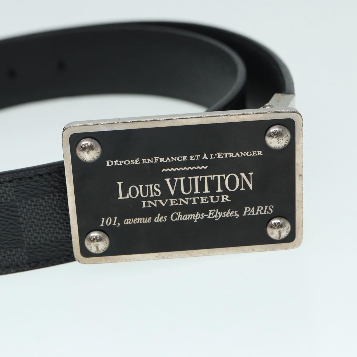 LOUIS VUITTON Damier Graphite Ceinture Amban Tour Belt M9632V LV Auth ki4850