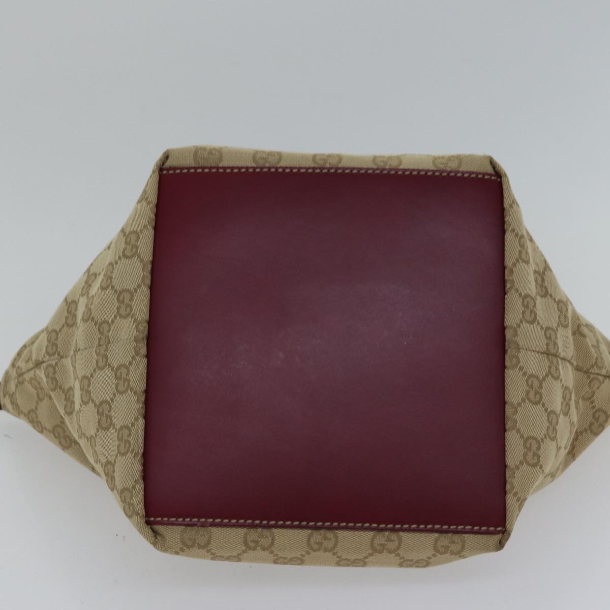 GUCCI GG Canvas Sherry Line Shoulder Bag Beige Red Auth ki4899