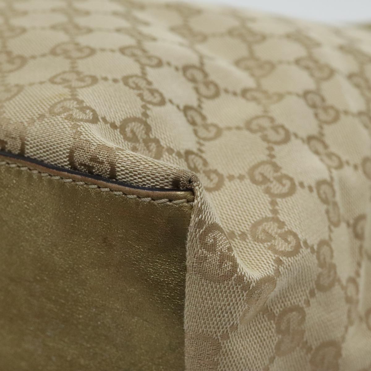 GUCCI GG Canvas Sherry Line Tote Bag Gold Pink Silver 131231 Auth ki5011