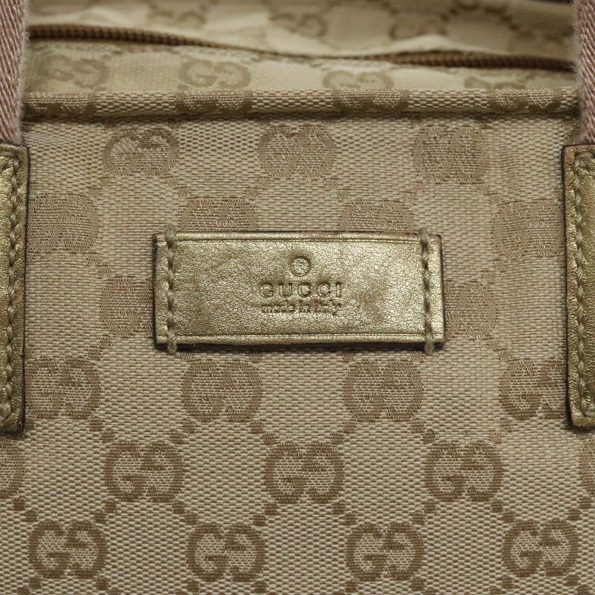 GUCCI GG Canvas Sherry Line Tote Bag Gold Pink Silver 131231 Auth ki5011