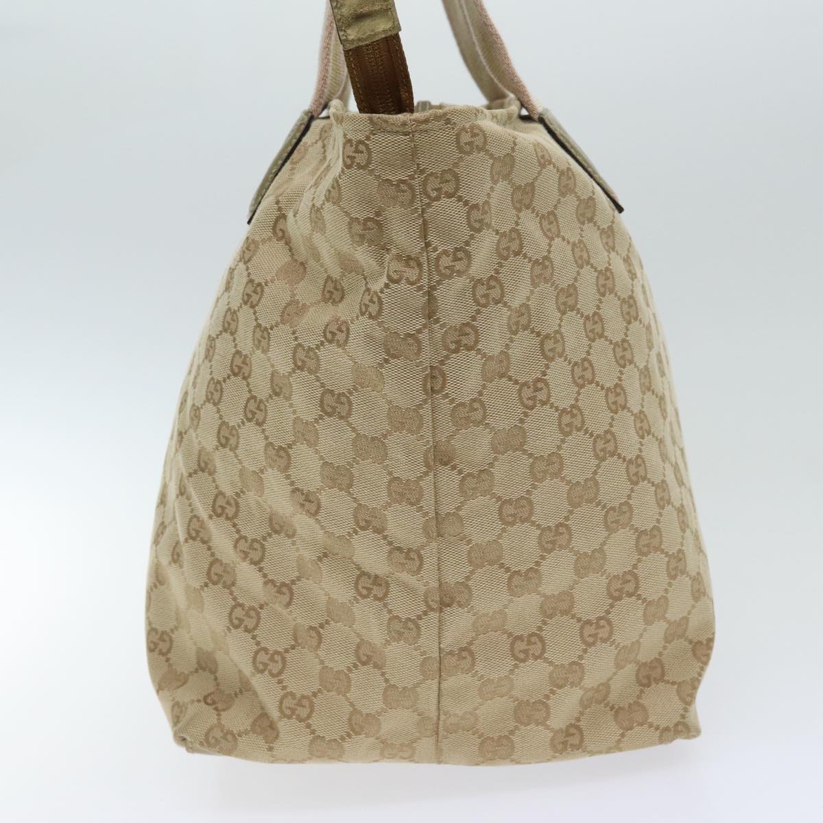 GUCCI GG Canvas Sherry Line Tote Bag Gold Pink Silver 131231 Auth ki5011