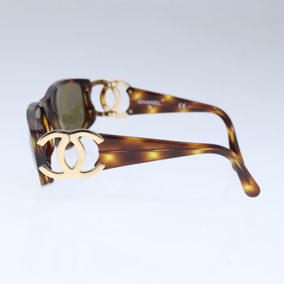 CHANEL Sunglasses plastic Brown CC Auth ki5159V