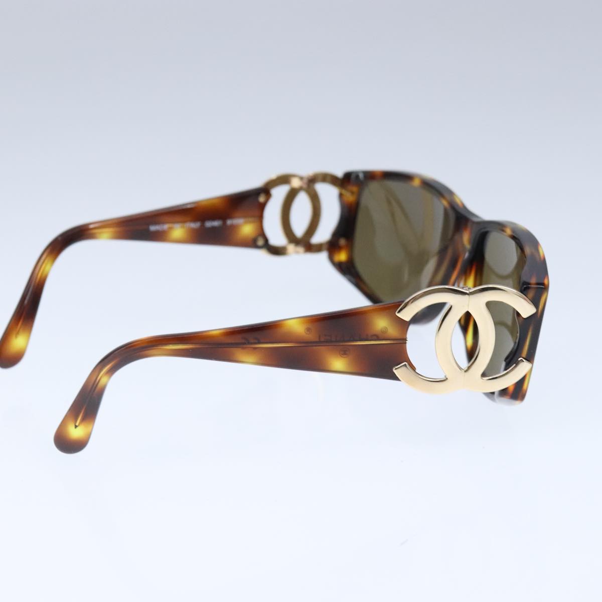 CHANEL Sunglasses plastic Brown CC Auth ki5159V
