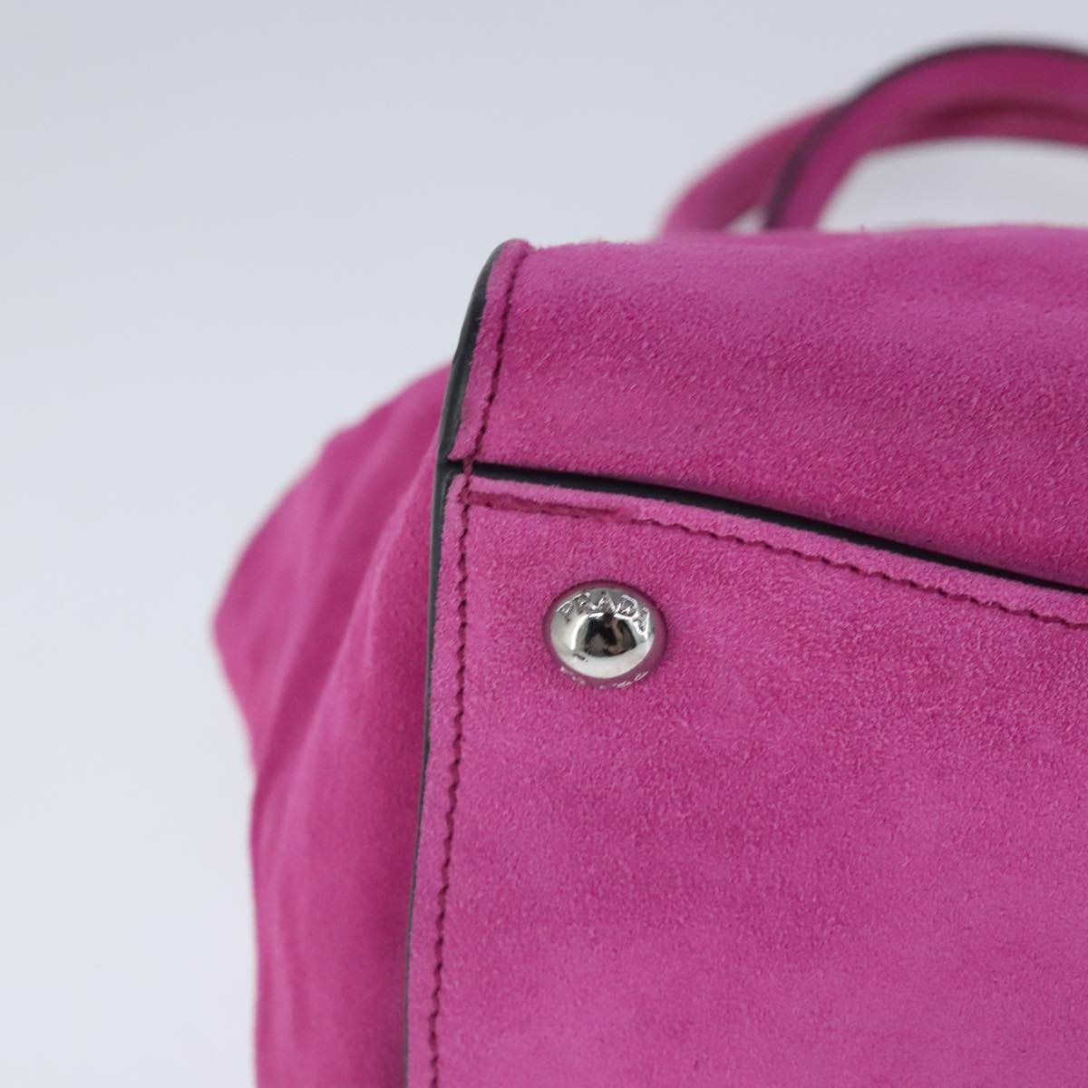 PRADA Hand Bag Suede 2way Pink Silver Auth ki5171V