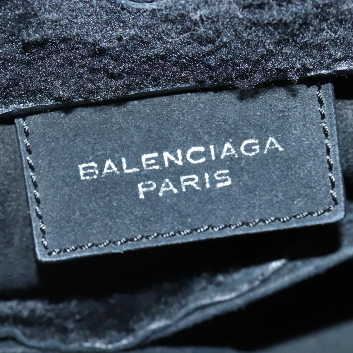 BALENCIAGA Hand Bag Suede 2way Black Silver 305572 Auth ki5224V