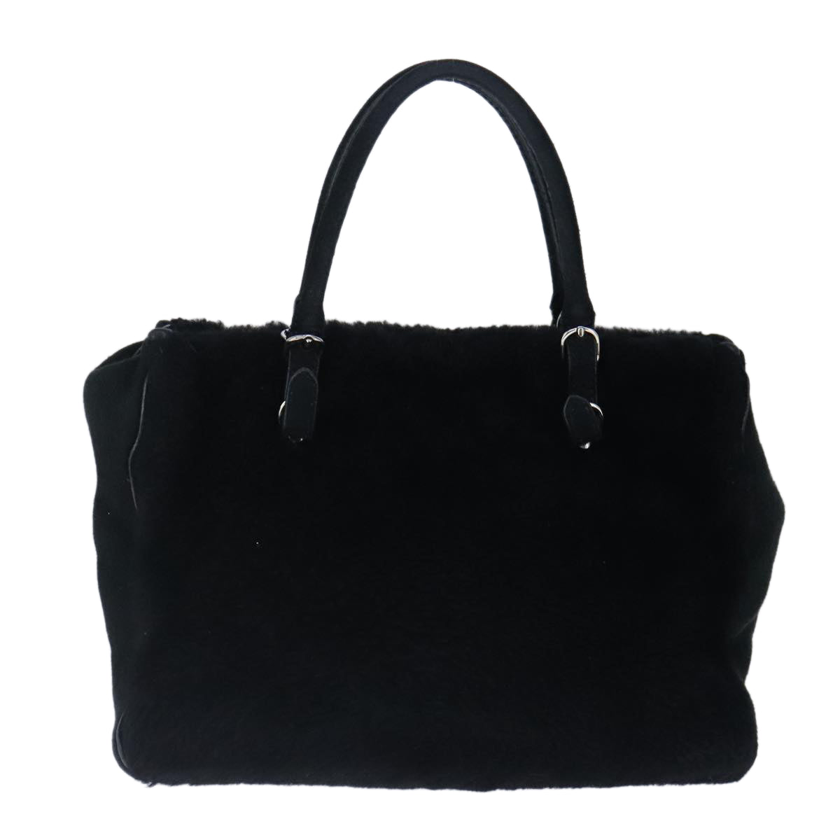 BALENCIAGA Hand Bag Suede 2way Black Silver 305572 Auth ki5224V