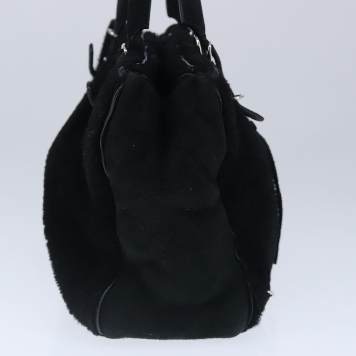 BALENCIAGA Hand Bag Suede 2way Black Silver 305572 Auth ki5224V