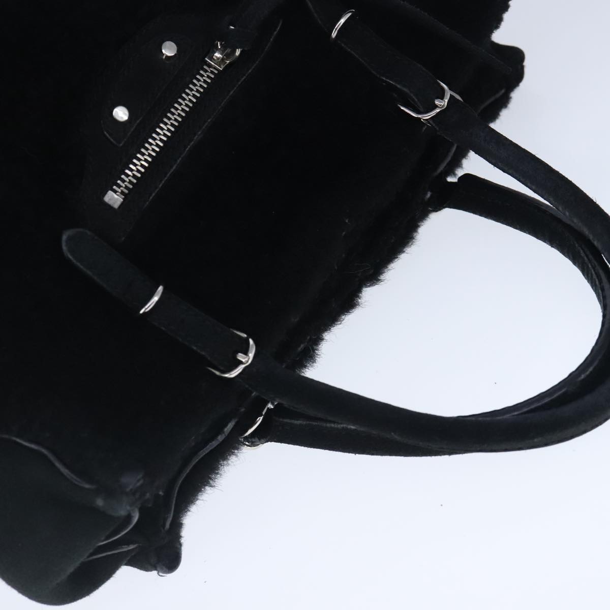 BALENCIAGA Hand Bag Suede 2way Black Silver 305572 Auth ki5224V