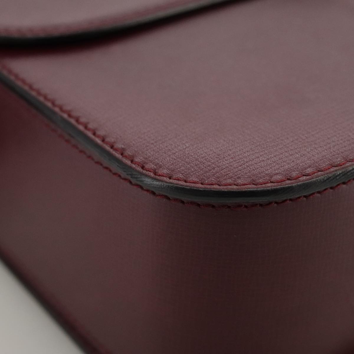 CARTIER Must Line Shoulder Bag Leather Bordeaux Gold Auth ki5230