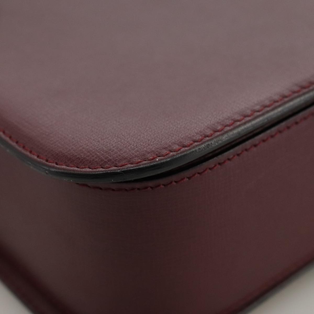 CARTIER Must Line Shoulder Bag Leather Bordeaux Gold Auth ki5230