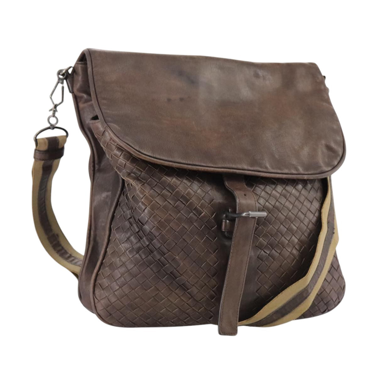 BOTTEGA VENETA INTRECCIATO Shoulder Bag Leather Brown Auth ki5284