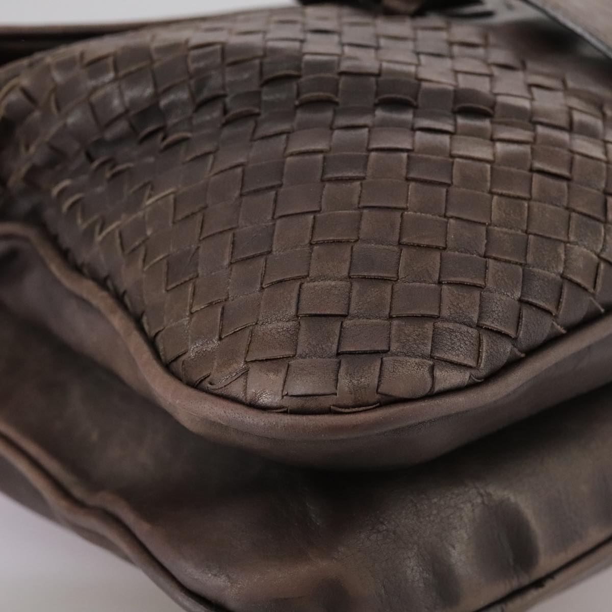BOTTEGA VENETA INTRECCIATO Shoulder Bag Leather Brown Auth ki5284