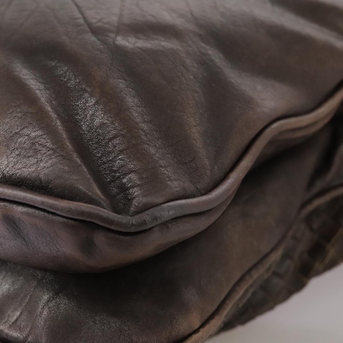 BOTTEGA VENETA INTRECCIATO Shoulder Bag Leather Brown Auth ki5284