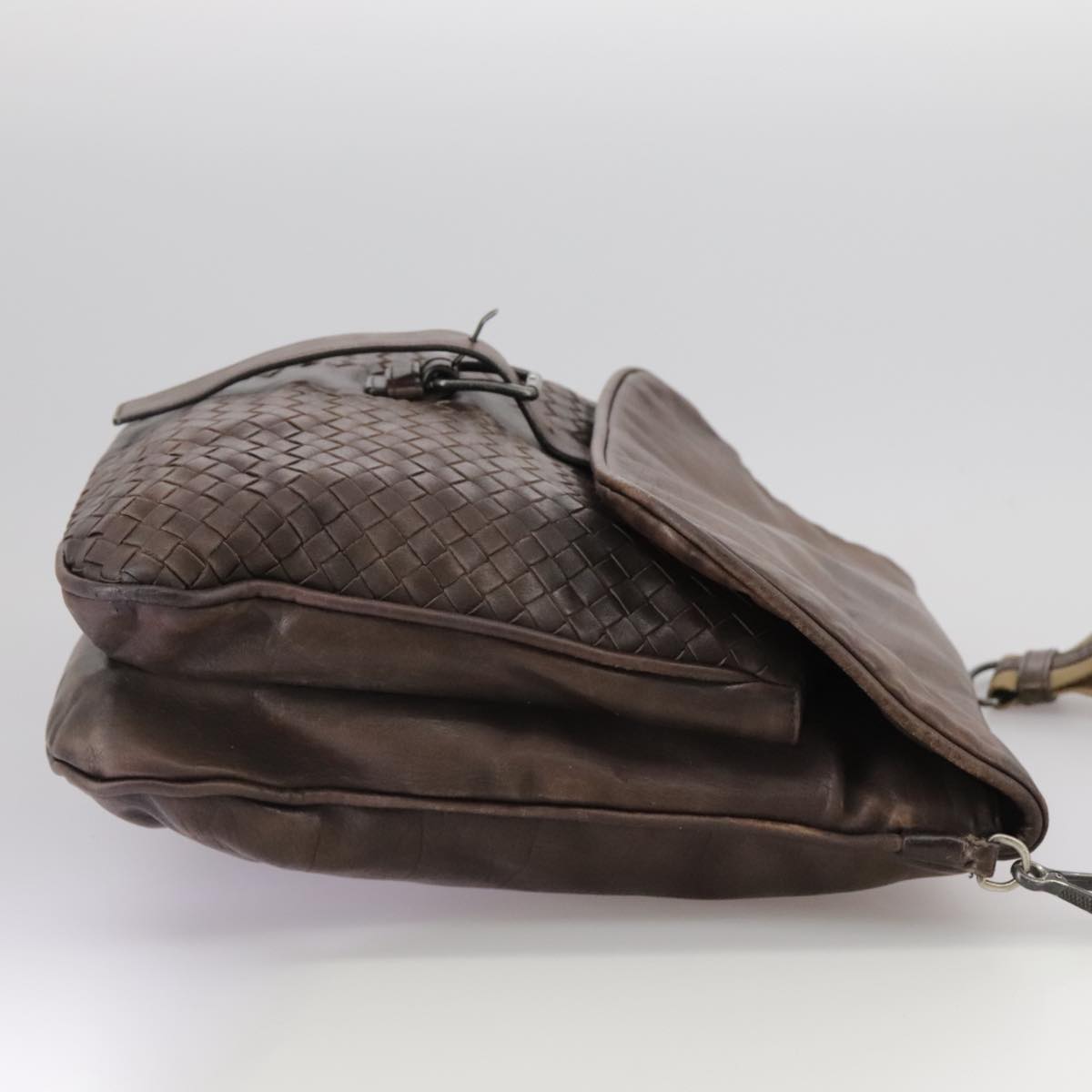 BOTTEGA VENETA INTRECCIATO Shoulder Bag Leather Brown Auth ki5284
