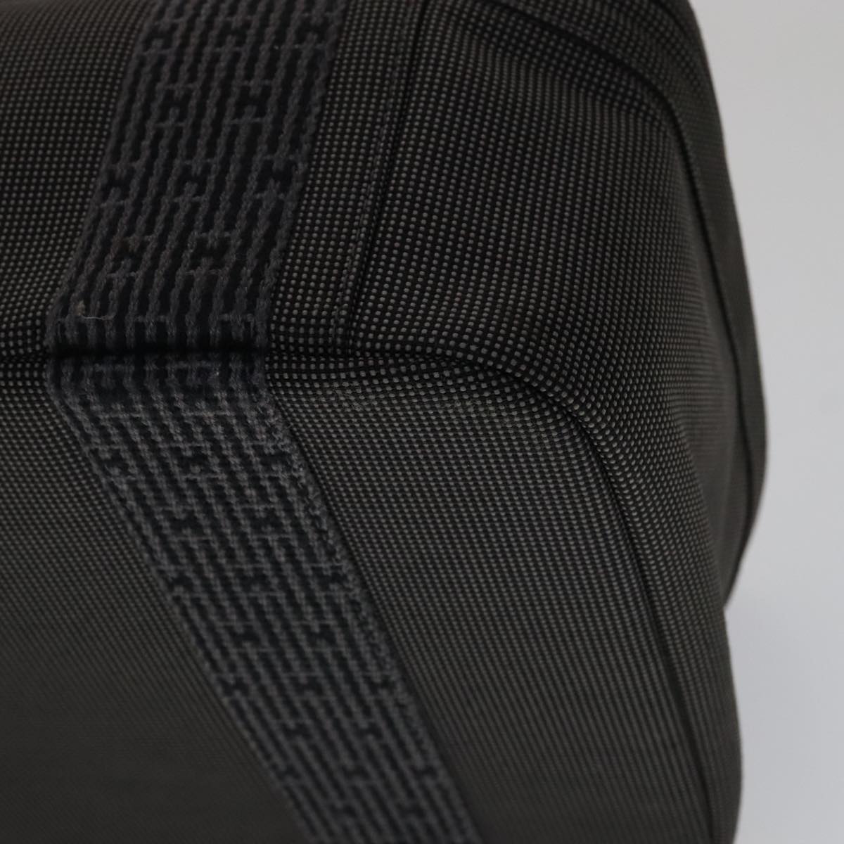 HERMES Vanity Her Line Cosmetic Pouch Canvas Gray Auth ki5324