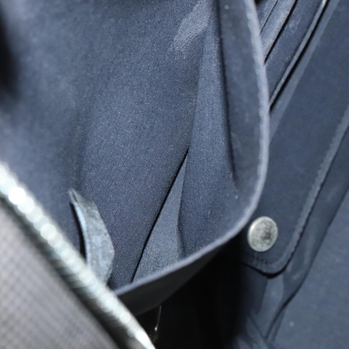 HERMES Vanity Her Line Cosmetic Pouch Canvas Gray Auth ki5324