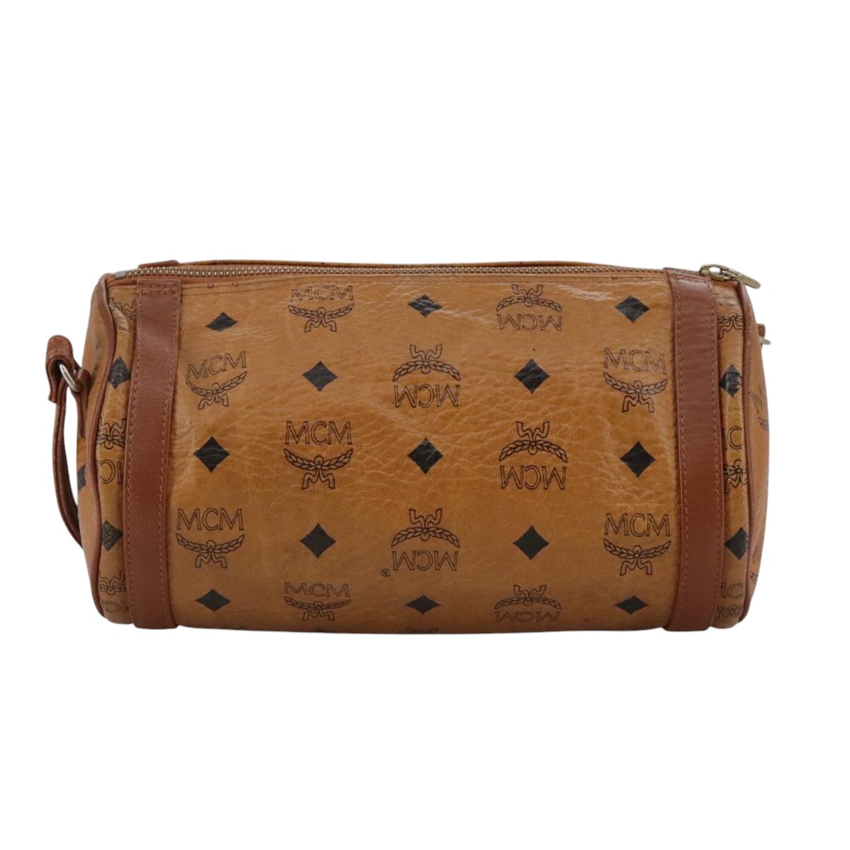 MCM Vicetos Logogram Shoulder Bag PVC Leather Brown Auth ki5337