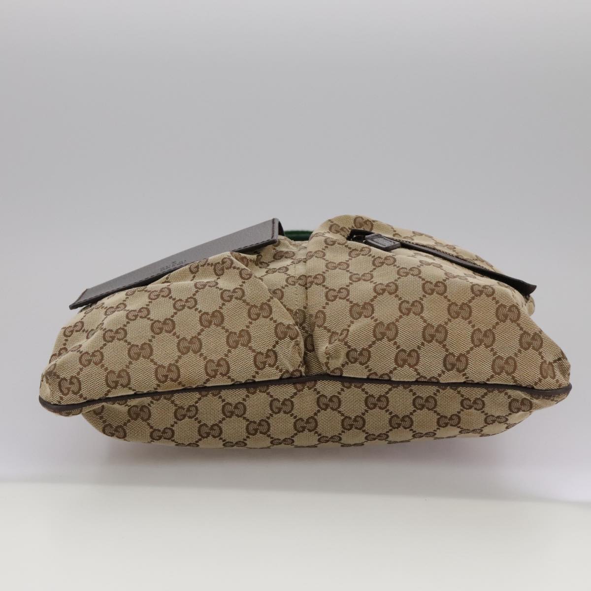 GUCCI GG Canvas Web Sherry Line Shoulder Bag Beige Red Green 169937 Auth ki5345