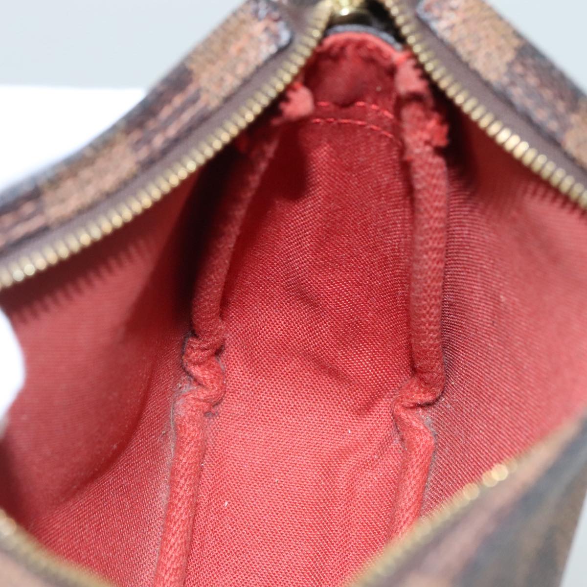 LOUIS VUITTON Damier Ebene Trousse Makeup Pouch N51982 LV Auth ki5364
