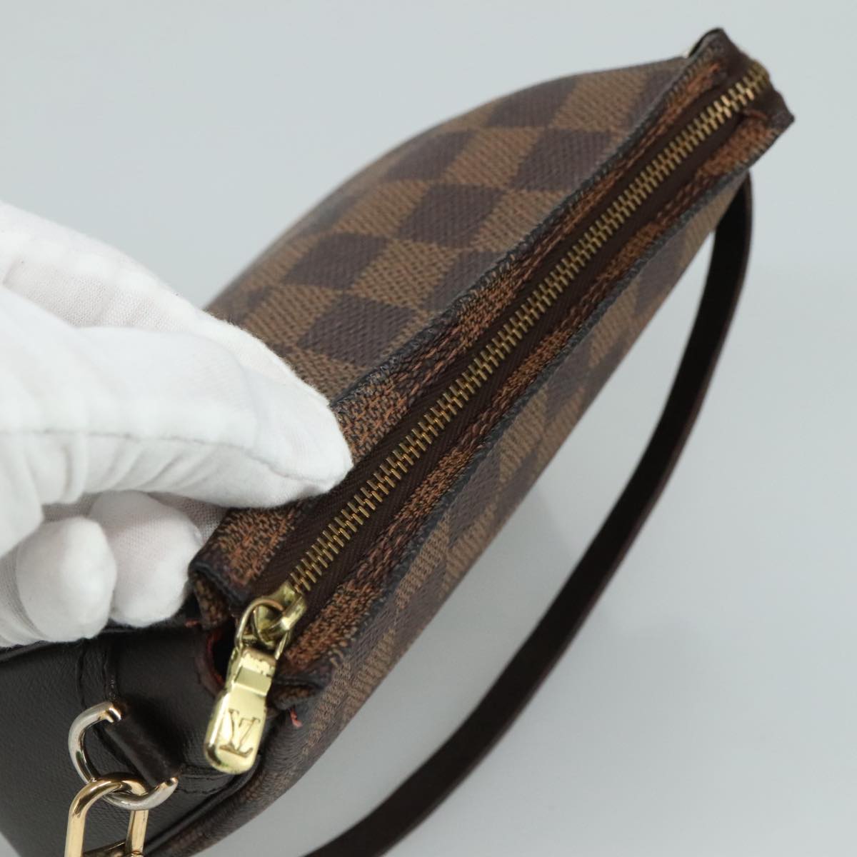 LOUIS VUITTON Damier Ebene Trousse Makeup Pouch N51982 LV Auth ki5364