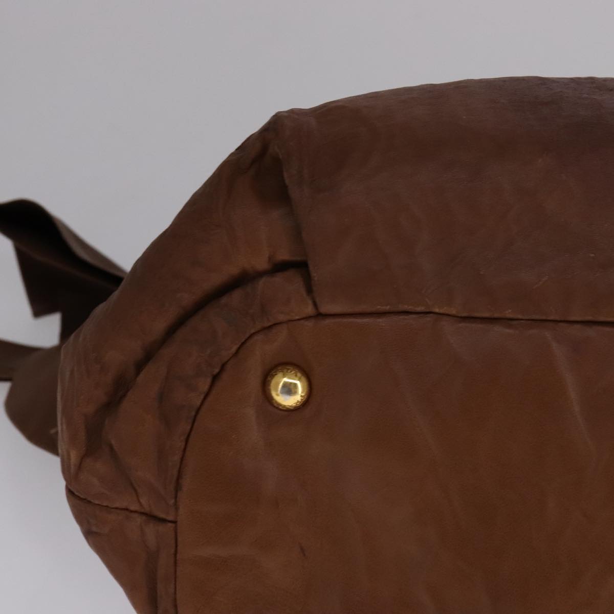 PRADA Tote Bag Leather 2way Brown Auth ki5372