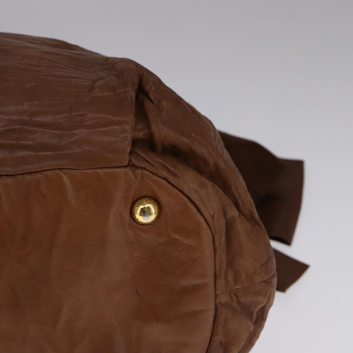 PRADA Tote Bag Leather 2way Brown Auth ki5372