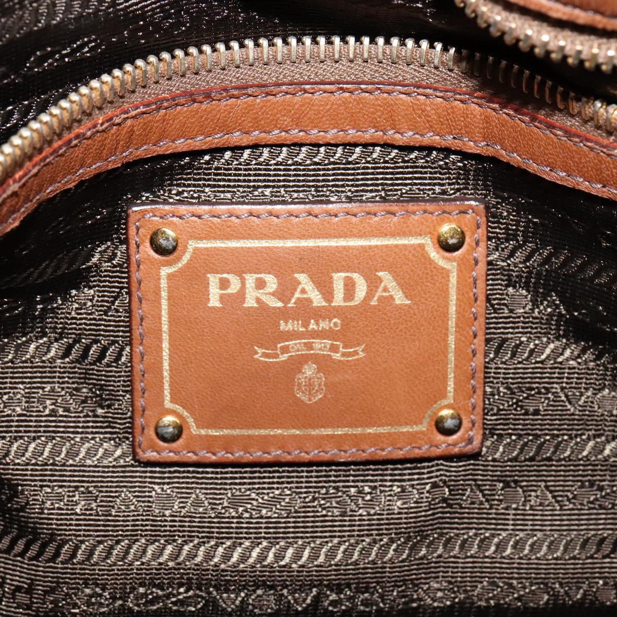 PRADA Tote Bag Leather 2way Brown Auth ki5372