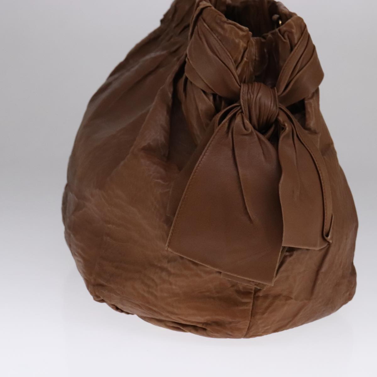 PRADA Tote Bag Leather 2way Brown Auth ki5372