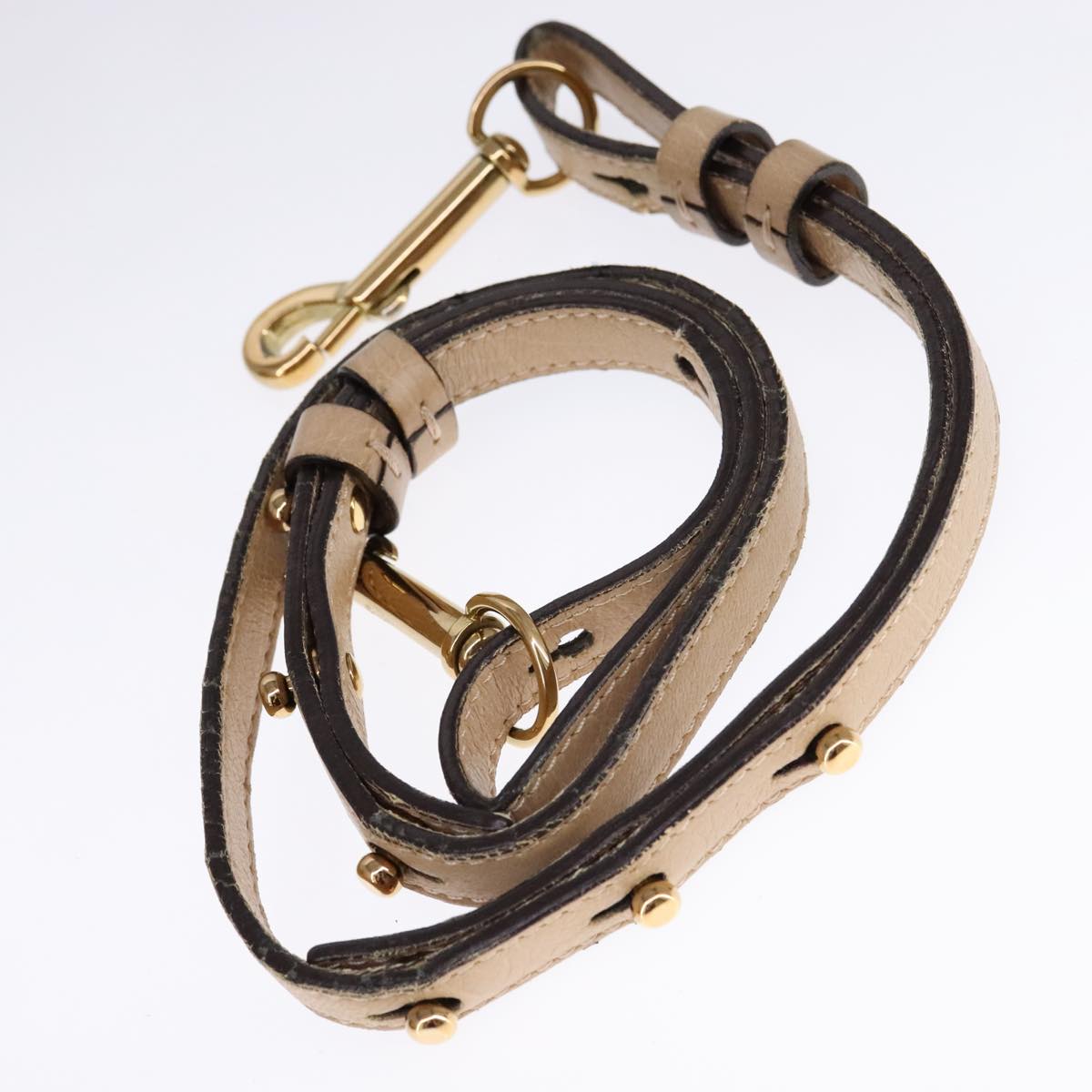 Chloe Etel Hand Bag Leather 2way Beige Gold Auth ki5376