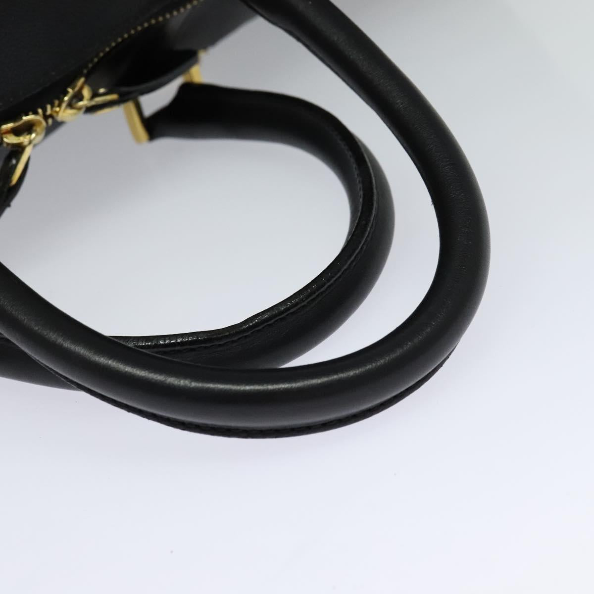 VERSACE Sunface Boston Bag Leather 2way Black Gold Auth ki5390V