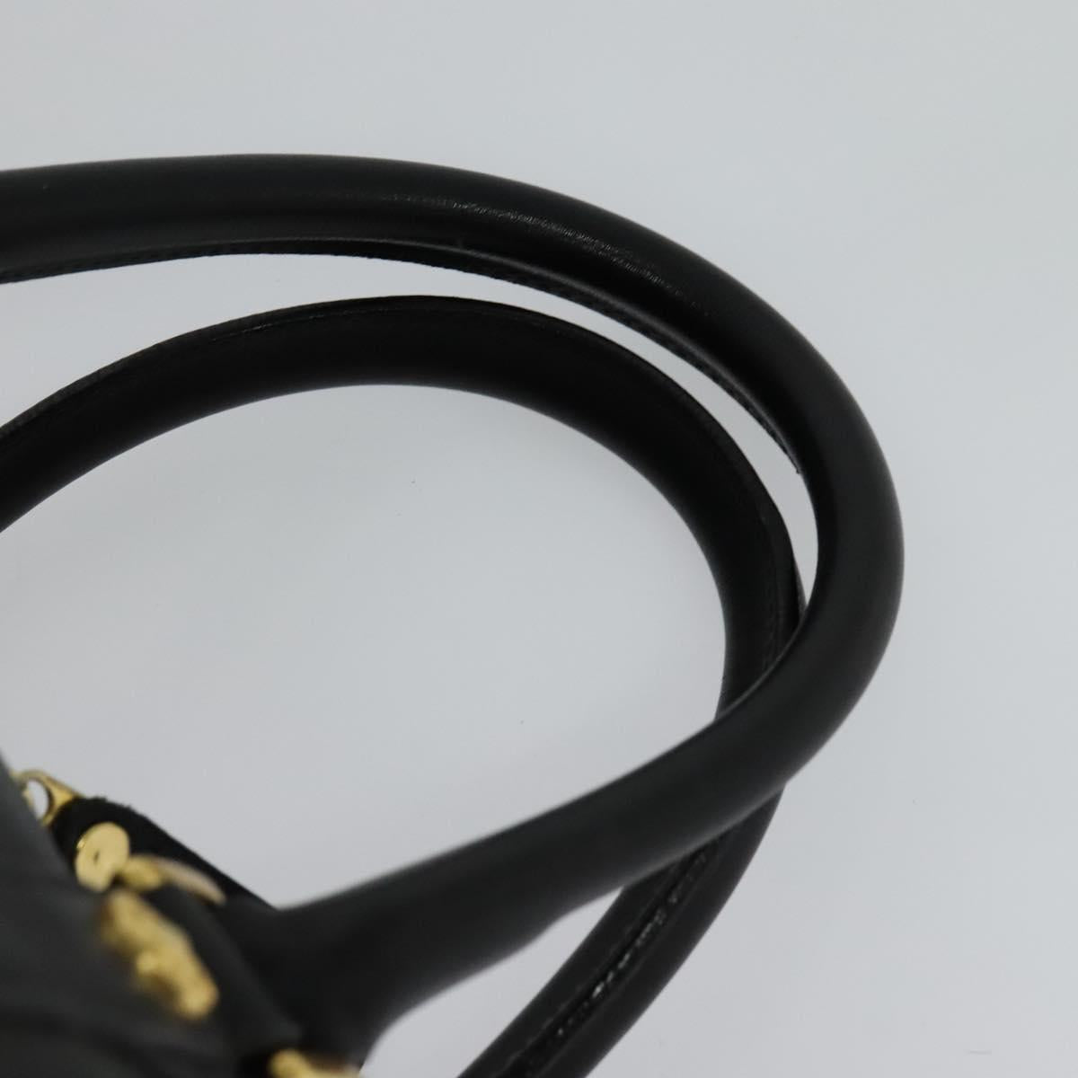 VERSACE Sunface Boston Bag Leather 2way Black Gold Auth ki5390V