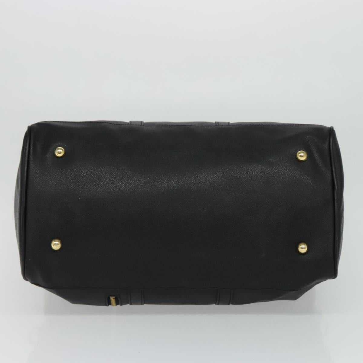 VERSACE Sunface Boston Bag Leather 2way Black Gold Auth ki5390V